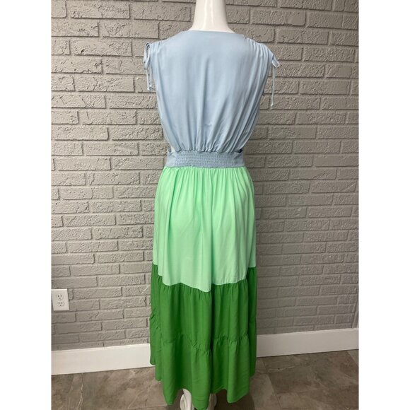Scoop Women Color Block Cut-Out Tiered Sleeveless Maxi Dress Size M (8-10) - Picture 4 of 15